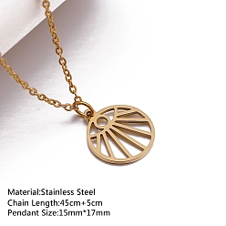 Солнце 201 подвесные из нержавеющей стали ожерелья, ожерелья-цепочки для женщин, золотые, солнце, 17.72 дюйм (45 см), Кулон : 17x15 мм