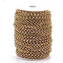 Golden Aluminium Rolo Chains, with Spool, Unwelded, Golden, 6x2mm, about 164.04 Feet(50m)/roll