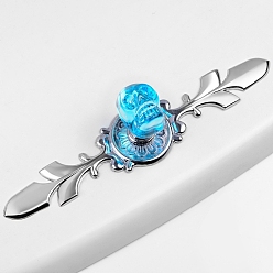 Светло-Голубой Цинковый сплав и k9 ручка ящика с черепом из хрусталя, с винтами, шкаф тянет ручки для ящика, аксессуары для дверных ручек, Хэллоуин тема, платина, Небесно-голубой, 168 мм