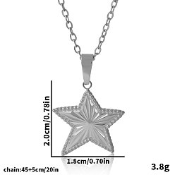 Серебро 304 Женские подвески-звезды из нержавеющей стали, серебряные, 17.72 дюйм (45 см)