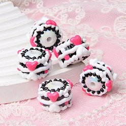 Ярко-Розовый Непрозрачные акриловые бусины, бусины ручной работы, Эмаль стиле, рондель, ярко-розовый, 18~23 мм