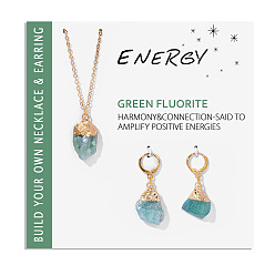 Светло-Синий Комплекты ожерелий и серег из натурального флюорита для женщин, 400 мм