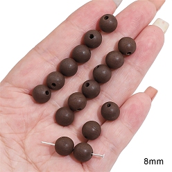 Круглые 5шт. фарфоровые бусины ручной работы, кокосового коричневый, круглые, 8 мм