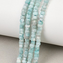 Амазонит Природных амазонит бисер нитей, граненые, шестиугольник, 4x4x2~2.5 мм, отверстие : 0.9 мм, около 156 шт / нитка, 15.24'' (38.7 см)