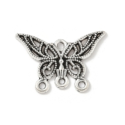Античное Серебро Тибетский стиль сплава многожильных ссылки, без кадмия и без свинца, бабочка, античное серебро, 16.5x24x1.5 мм, отверстие: 1.6 и 1.5 и 1.2мм
