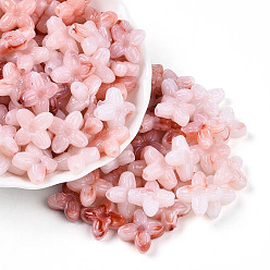 Розовый Прозрачные акриловые бусины, четырехлистник, туманная роза, 16.8x17x5.8 мм, отверстие : 1.8 мм, Около 714 шт / 500 г