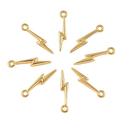 Chapado en Oro Real 18K Dijes de rayo de latón de Shegrace, sin cadmio y níque y plomo, real 18 k chapado en oro, 15x3x2 mm, agujero: 1.2 mm