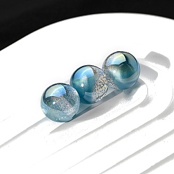 Темно-бирюзовый 30шт градиентного цвета непрозрачные бусины из смолы, с блеском порошок, круглые, темные бирюзовый, 8 мм