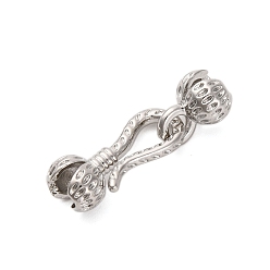 Платина Латуни крюка и S-крючок застежки, цветок, платина, 22 мм, застежка : 16x8x5.5 mm, отверстие: 2 мм, Цветок: 9x6.5x5.5 мм, отверстие : 2 мм