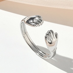 Нержавеющая Сталь Цвет 304 открытые кольца-манжеты из нержавеющей стали для женщин, открытые руки обнимают, цвет нержавеющей стали, 6.7 мм, внутренний диаметр: 17.4 мм