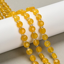 Желтый Агат Естественный желтый агат бисер нитей, плоско-круглые, граненые, с бисером, 8x8x5 мм, отверстие : 0.9 мм, около 40~41 шт / нитка, 15.43~15.55'' (39.2~39.5 см)