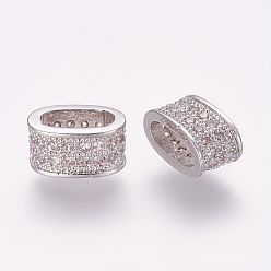 Платина Латунные микро проложить кубического циркония слайд прелести, овальные, платина, 5x10x5.5 мм, отверстие : 3x7 мм