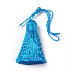 Темно-Голубой Полиэстер кисточки большие подвески, ледяная шелка, глубокое синее небо, 50~57x12 мм