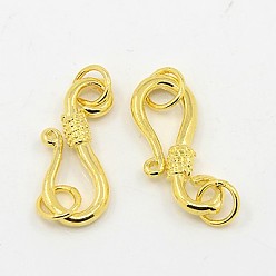 Golden Alloy S-Hook Clasps, with Jump Rings, Golden, 22x9x2mm, Hole: 1mm, Closed Ring: 5x0.8mm