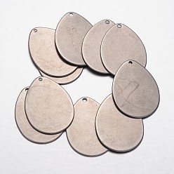 Stainless Steel Color Tarnish Resistant 304 Stainless Steel Pendants, Stamping Blank Tag Pendants, teardrop, Stainless Steel Color, 29x21.5x1mm, Hole: 1.5mm