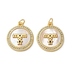 Плоский Круглый Латунные микро проложить кубического циркония подвески, с оболочкой, материнские темы, реальный 18 k позолоченный, стойки покрытие, прочное покрытие, без кадмия и без свинца, плоско-круглые, 20.5x18x3 мм, отверстие : 3 мм