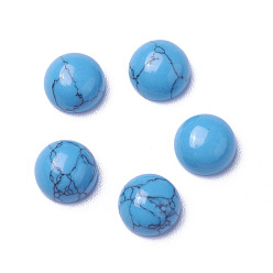 Synthetische Türkis Kunst Türkiscabochons, halbrund / Dome, 7x3.5~4 mm