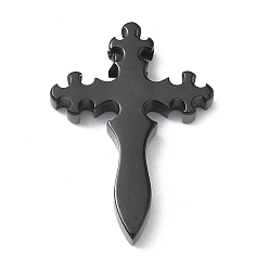 Черный 304 подвески из нержавеющей стали, крестик, ионное покрытие (ip), чёрные, 27.5x20x4.5 мм, отверстие : 3 мм