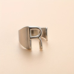 Letter R 304 из нержавеющей стали манжеты кольца, цвет нержавеющей стали, Буква R, 16 мм, внутренний диаметр: 18 мм