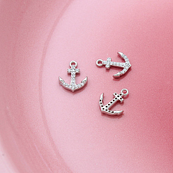 Anchor & Helm Подвески латунные горный хрусталь, платина, подвески для якоря и руля, 13x10 мм