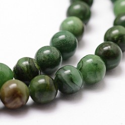 Green Natural African Jade Beads Strands, Round, Grade A, Green, 8mm, Hole: 1mm, about 44pcs/strand, 15.3 inch