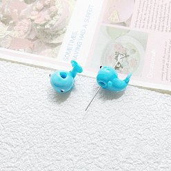 Whale Бусины лэмпворк , голубой, кит, 18x11 мм