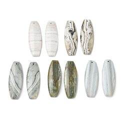 Oval Подвески из натуральной индийской зеленой яшмы., подходящие геометрические подвески, овальные амулеты, 38.5~39x13.5~14x4.5 мм, отверстие : 1.2 мм