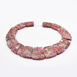 Ярко-Розовый Градуированные бусины из лавсана и имперской яшмы, окрашенные, трапециевидные, ярко-розовый, 16~34x23~28x5~6 мм, отверстие : 1 мм, около 15 шт / нитка, 12.2 дюйм