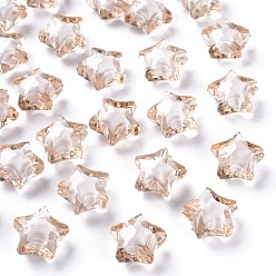 Цвет Древесины Прозрачные акриловые бусины, бусина в бусине, граненые, звезда, деревесиные, 14x15x8.5 мм, отверстие : 2 мм, Около 518 шт / 500 г