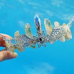 Желтый Кварц Обручи для волос из натурального желтого кварца, крылья с солнечными коронами-резинками для волос для женщин и девочек, 350x150 мм