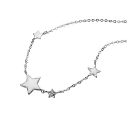 Platinum SHEGRACE Hot Trending 925 Sterling Silver Necklace, with Enamel Stars, Platinum, 15.7 inch(40cm)