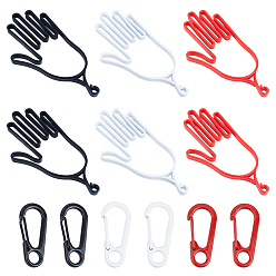 Color mezclado Soporte para estirar guantes de golf de PP con forma de mano, marco de soporte para guantes, con anillos de resorte de aleación pintados con aerosol, color mezclado, 230x110x13 mm, agujero: 9.5 mm