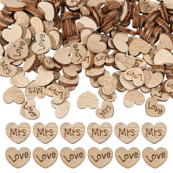 Цвет Древесины 1400 шт. 2 стили сердце деревянные ремесленные принадлежности, необработанная древесная щепа, деревесиные, 10x12x2.5 мм, 700 шт / стиль