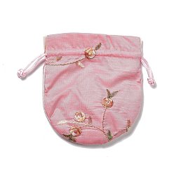 Фламинго Мешочки для упаковки из китайской парчи, шнурок сумки, подкладка случайный цвет, площадь с цветочным узором, фламинго, 14x11.7x0.2 см