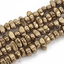 Коричневое Покрытие Гальванизировать немагнитных синтетический гематит бисер пряди, самородки, кофе покрытием, 5~10x4.5~5.5x4 мм, отверстие : 1 мм, около 105 шт / нитка, 14.9 дюйм