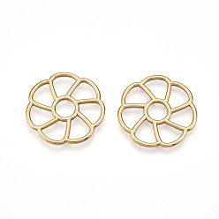 Настоящее золото 18K 304 из нержавеющей стали многожильных ссылки, цветок, ионное покрытие (ip), реальный 18 k позолоченный, 25x1.5 мм, отверстие : 6 мм