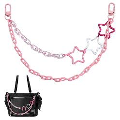 Pink Акриловая звезда подвеска железная цепочка сумка декоративные цепи, с застежками-брелками из сплава, розовые, 320 мм