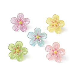 Mixed Color Flower Resin Cabochon Map Pins, Iron Drawing Push Pins, for Photos Wall, Maps, Bulletin Board, Mixed Color, 25.5x7mm