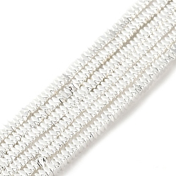 Silver Plated Electroplated Synthetic Non-Magnetic Hematite Beads Strands, Faceted Square, Silver Plated, 1x2x1mm, Hole: 0.9mm, about 426pcs/strand, 16.69''(42.4cm)