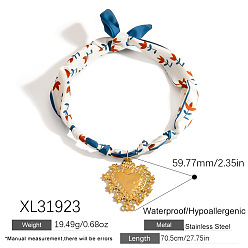 Сердце 304 ожерелья-шарфы с подвесками из нержавеющей стали, золотые, сердце, 27.76 дюйм (70.5 см), Кулон : 59.77 мм