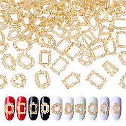 Золотой Сплав кабошонов, ногтей декоративные аксессуары, прямоугольник и овал, золотые, 11~12.5x9~10.5x1.5 мм, 100 шт / комплект