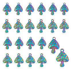 Rainbow Color 20 шт 2 подвески из сплава, без кадмия и без свинца, форма грибов, Радуга цветов, 23.5~25.5x15.5~17.5x4~5 мм, отверстие : 1.8~2 мм, 10 шт / стиль