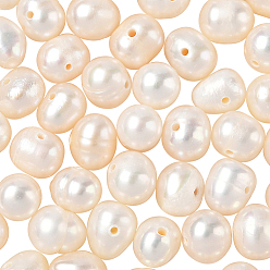 Кремово-белый 1 нити натуральных культивированных пресноводных жемчужных бусин, картофель, кремово-белые, 5~6.5x5~6 мм, отверстие : 0.6 мм, около 69~73 шт / нитка, 14.17~14.57'' (36~37 см)