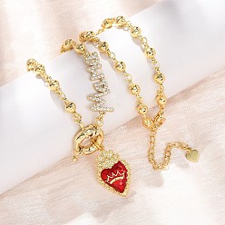Настоящее золото 18K Подвеска-колье «Мама» из латуни с микропаве, прозрачным кубическим цирконием и эмалью красного цвета в виде священного сердца, ко Дню матери, для женщин., без кадмия и без свинца, долговечный, стойки покрытие, реальный 18 k позолоченный, 17.13 дюйм (43.5 см)