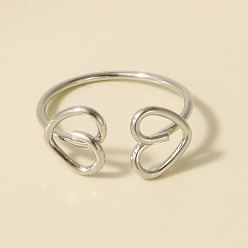 Нержавеющая Сталь Цвет Регулируемые 304 открытые кольца манжеты в форме сердца из нержавеющей стали, цвет нержавеющей стали, 9 мм, внутренний диаметр: 17 мм