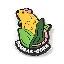 Corn Силиконовые бусины на овощную тематику, фокусные бусы, зеленый газон, писклявый кукурузный початок, 32x25x9 мм, отверстие : 2 мм