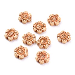 Navajo White Czech Glass Beads, Flower, Navajo White, 14x14mm, Hole: 0.8~1mm