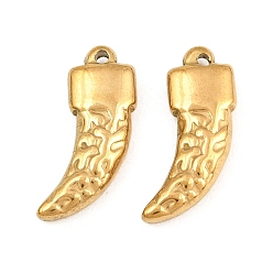 Chapado en Oro Real 18K 304 colgantes de acero inoxidable, cuerno con dijes de diseño étnico, revestimiento de iones (ip), real 18 k chapado en oro, 24.5x13x4.5 mm, agujero: 1.6 mm