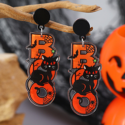 Темно-Оранжевый Акриловые серьги-гвоздики с изображением призрака на Хэллоуин для веселья и уникальных костюмированных вечеринок, темно-оранжевый, 65x22 мм