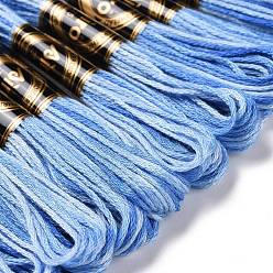 Dodger Blue 10 Skeins 6-Ply Polyester Embroidery Floss, Cross Stitch Threads, Segment Dyed, Dodger Blue, 0.5mm, about 8.75 Yards(8m)/skein